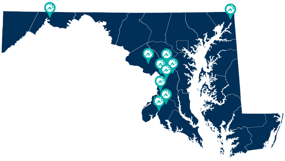 Graphic Map Maryland With Markers