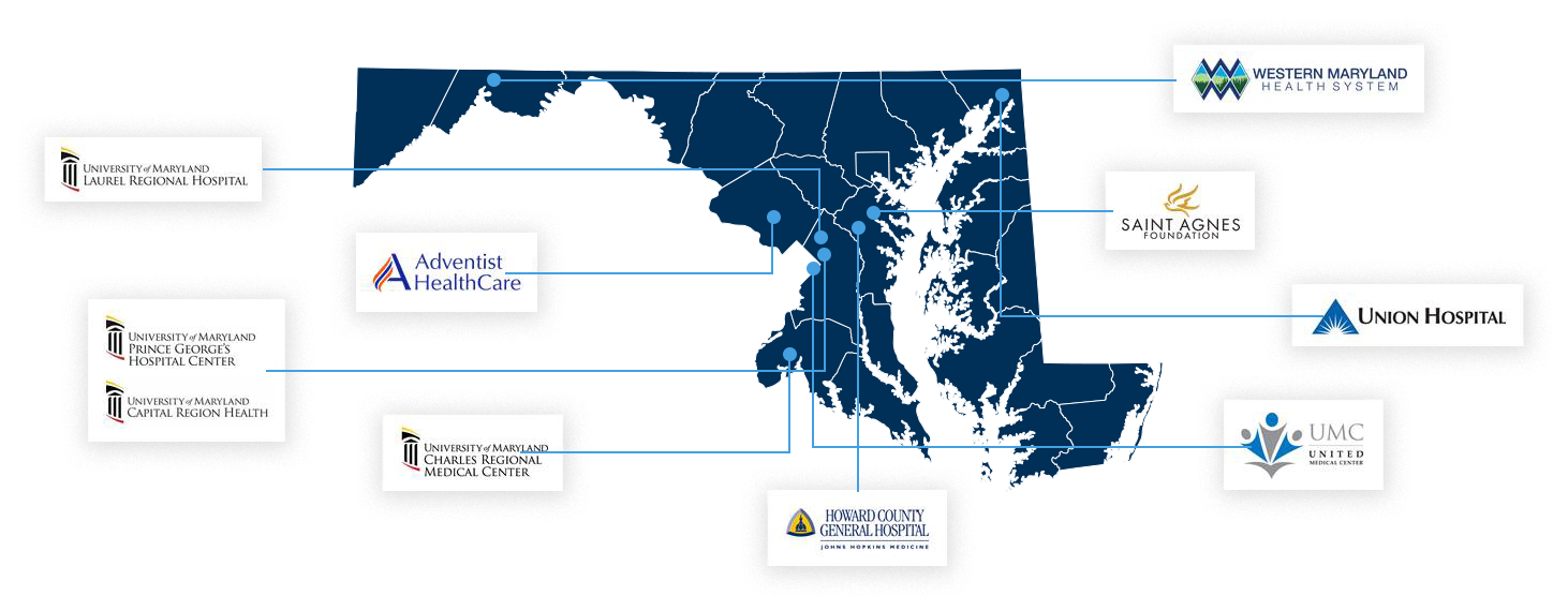 Hospital Partnerships Map Blue