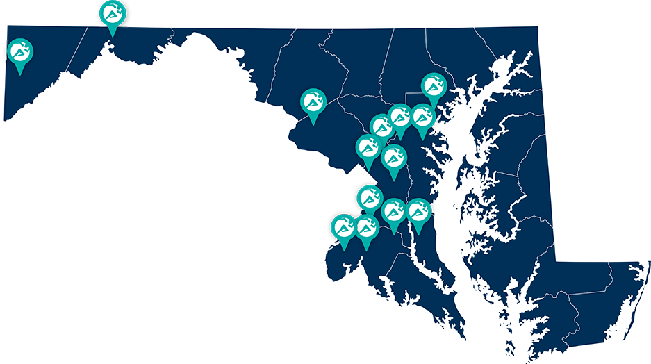Graphic Map Maryland With Markers